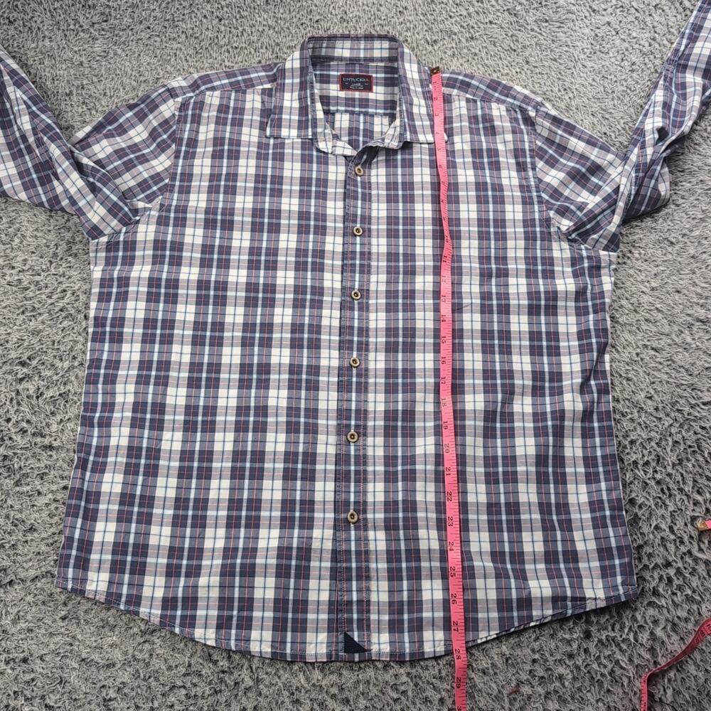 Untuckit Shirt Men Large Blue Button Up Short Sleeve Casual Preppy Plaid Career - Picture 4 of 6